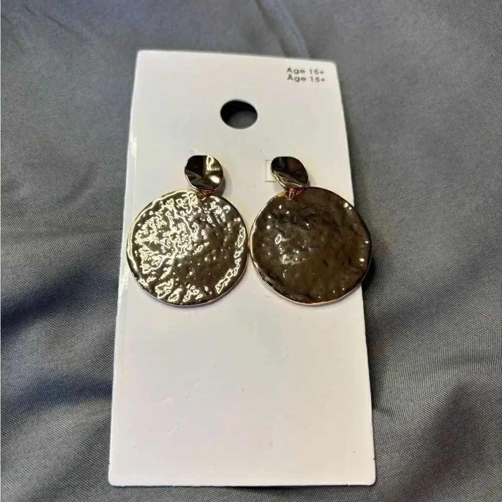 NEW Goldtone Disc Earrings NWT